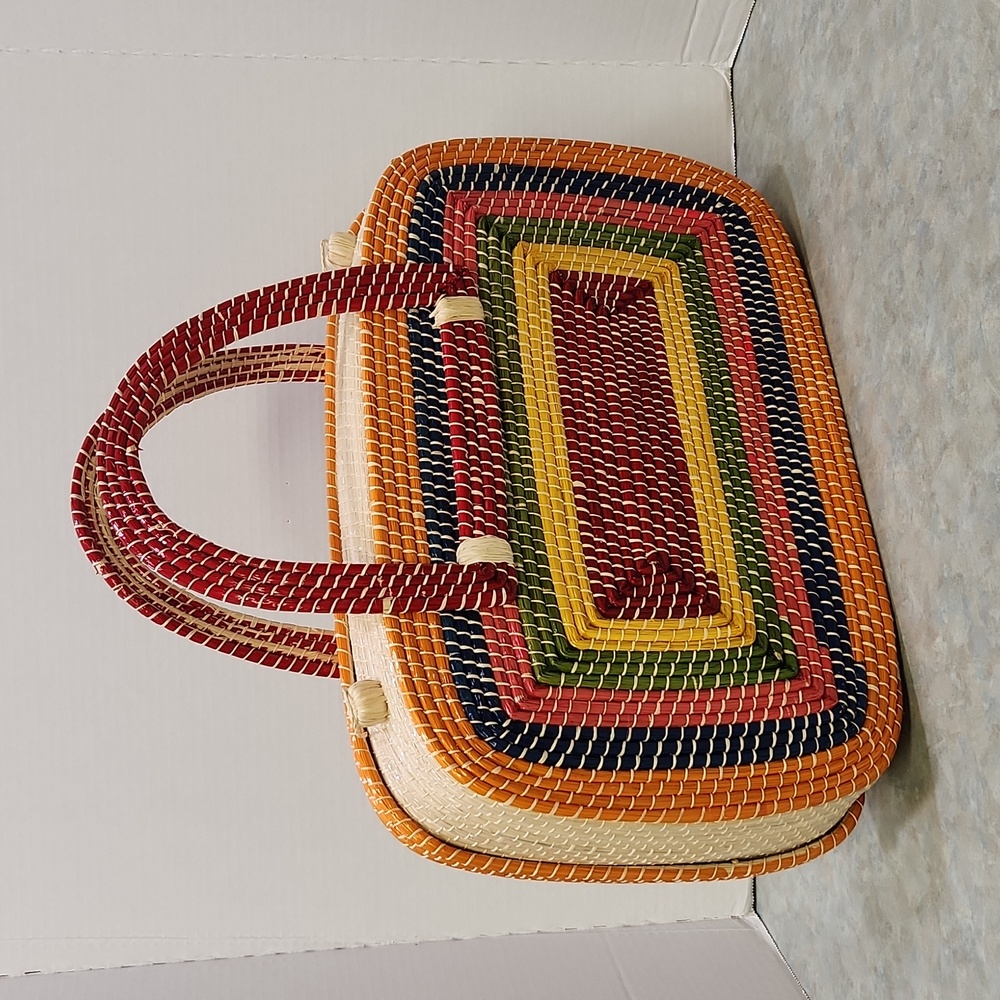 Fabulous big woven purse rainbow colors